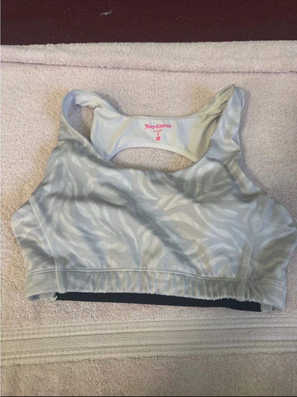 Juicy Couture Light Gray Zebra-Print Racerback Sports Bra